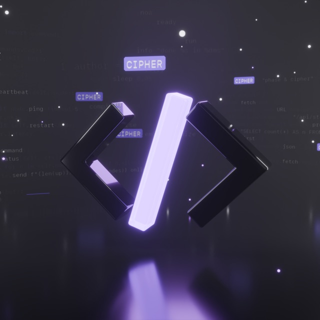Cipher's profile picture, a glowing code bracket